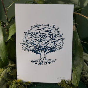 Tree ScreenPrint - A4 Tree Art Print on Card