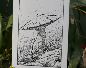 Mushroom ScreenPrint - Mushroom Art Print on Card