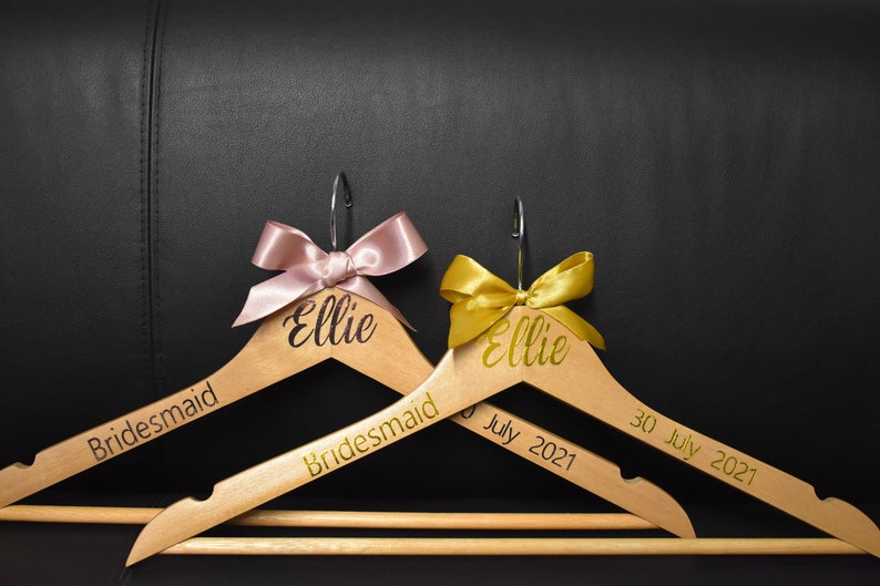 Wedding gift Wedding dress hanger wedding keepsake gifts Personalised bridebridesmaid names dress hangers Personalised Clothes hangers