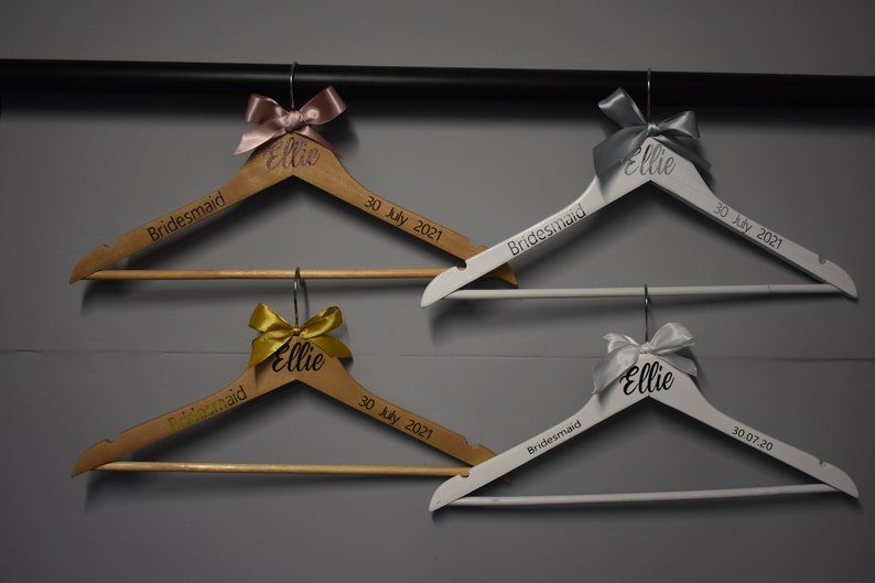 Wedding gift Wedding dress hanger wedding keepsake gifts Personalised bridebridesmaid names dress hangers Personalised Clothes hangers