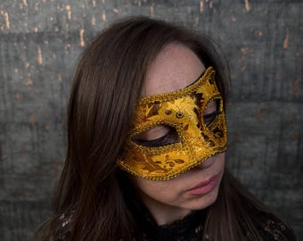 Gold Colombina Macrame Mask, Costume Ball Mask, Masquerade Party