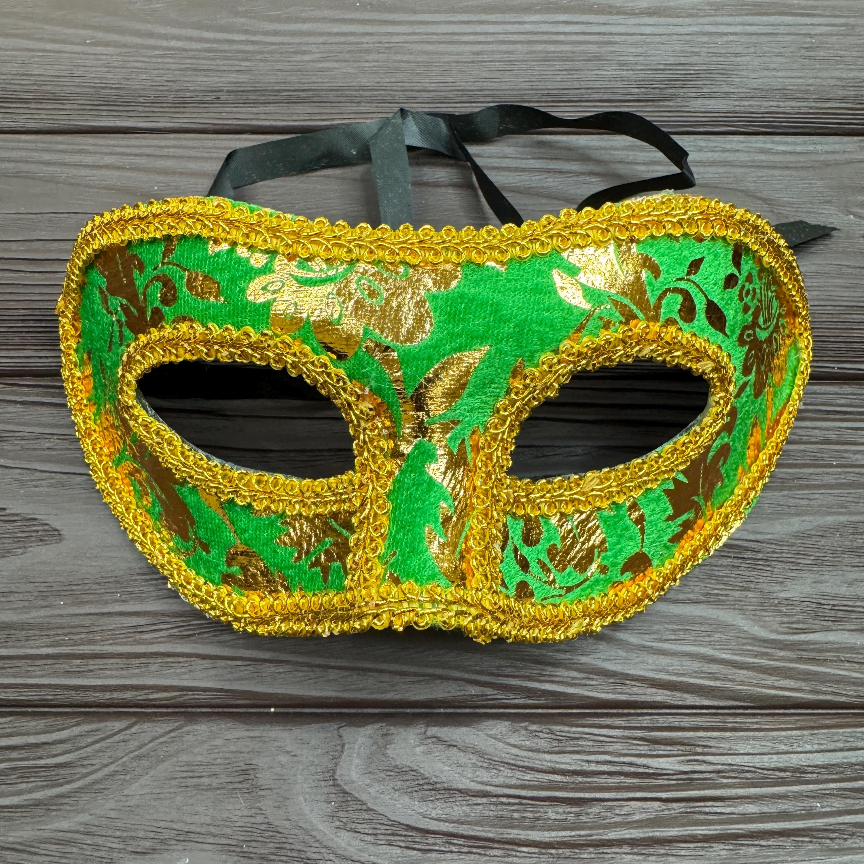 高級グリーンベネチアンマスク - パーティーやカーニバル用の仮面舞踏