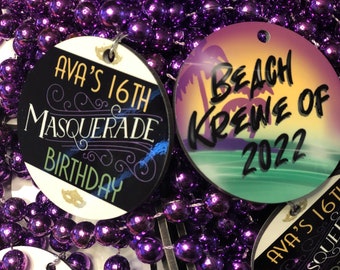 Personalized MARDI GRAS beads - custom beads- 1 dozen