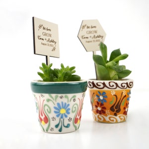 Succulent Gift, Succulent Bridal Shower,Personalized Mini Mosaic Pot Live Succulent Wedding favors, Handmade Tile Pot with Live Succulent