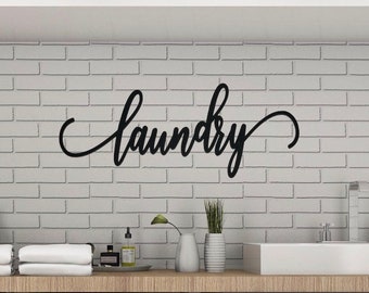 Laundry Sign, Laundry Room Sign, Wood Words, Laundry Wooden Sign, Farmhouse Decor, Laundry Cutout Sign