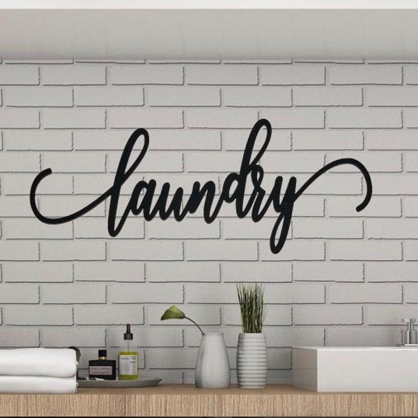 Laundry Sign, Laundry Room Sign, Wood Words, Laundry Wooden Sign, Farmhouse Decor, Laundry Cutout Sign