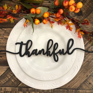 Juego de tarjetas de madera con mensaje de agradecimiento, decoración de mesa de Acción de Gracias, mesa rústica de otoño, tarjetas de madera imagen 2