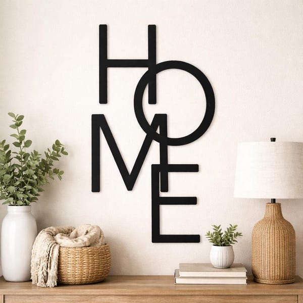 Laser Cut Wood Home Sign, Modern Farmhouse Wall Art, Minimalist Decor