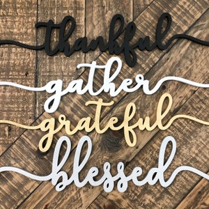 Juego de tarjetas de madera con mensaje de agradecimiento, decoración de mesa de Acción de Gracias, mesa rústica de otoño, tarjetas de madera imagen 5