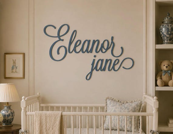 Personalized Baby Name Sign, Modern Heritage Nursery, Custom Wood Name Sign, Heirloom Nursery Wall Art, Neutral Baby Room Decor