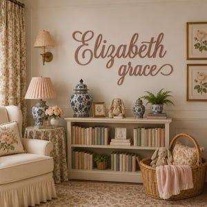 Grandmillennial Nursery Name Sign, Personalized Baby Name Sign, Vintage Nursery Decor, Custom Wood Nursery Name, Heirloom Baby Room Decor image 3