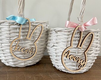 Custom Easter Basket Name Tag, Easter Basket Tags, Personalized Easter Basket Tag, Easter Bunny Tags, Wooden Name Tag
