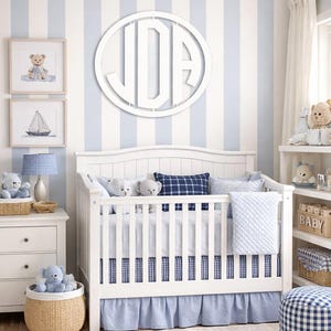 Personalized Wooden Monogram Sign, Custom Initial Wall Decor, Nursery Name Circle