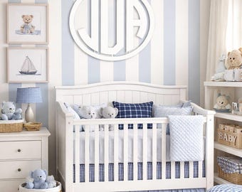 Personalized Wooden Monogram Sign, Custom Initial Wall Decor, Nursery Name Circle