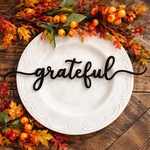 Grateful Thanksgiving Place Cards, Laser Cut Wood Fall Table Decor (Set of 2)