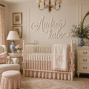 Grandmillennial Nursery Name Sign, Personalized Baby Name Sign, Vintage Nursery Decor, Custom Wood Nursery Name, Heirloom Baby Room Decor image 19