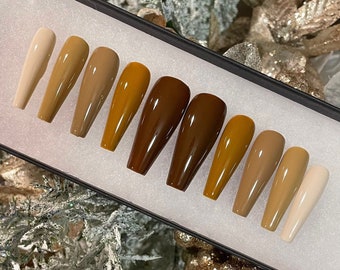 Shades of brown | Glossy | Matte | Gel press on nails