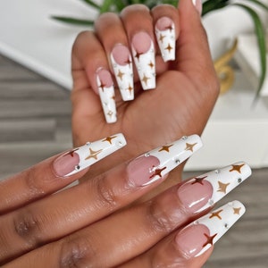 Twinkle tips w/ rhinestones | Gel press on nails