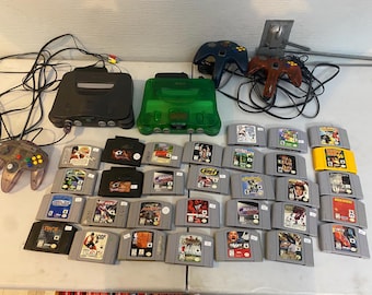 N64 Nintendo 64 Console Jungle Green / Games Super Mario 64 Donkey kong GoldenEye 007 Conkers bad fur day starcraft Wrestling sports etc