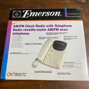 Radio reloj/teléfono Emerson AM/FM CKT9007C NUEVO Vintage imagen 2