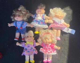 Mini muñeca Cabbage Patch vintage, niña rubia bebé 1995 Xavier Roberts Lote de 5