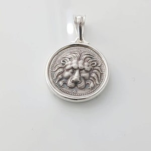 Samos lion  sterling silver 925  Coin Pendant . Best Gift Ideas.Handmade