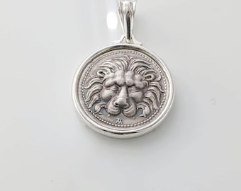 Samos lion  sterling silver 925  Coin Pendant . Best Gift Ideas.Handmade