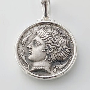 Syracuse Coin,   sterling silver 925 pendant .Handmade