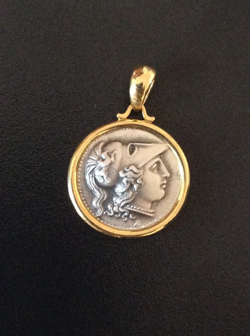 ATHENA 코인 펜던트 목걸이 925 골드 도금 K 14 최고의 선물 아이디어.핸드메이드-Freehip.co.kr