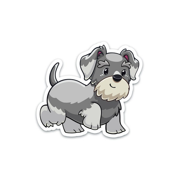 Gray Miniature Schnauzer Sticker, Cute Puppy Dog Sticker Kids, Waterproof Water Bottle Stickers, Animal Stickers For Tumbler