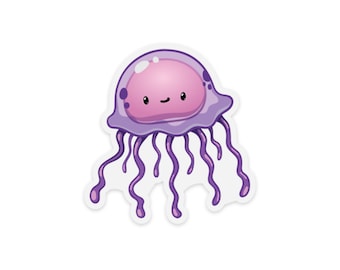Jellyfish Sticker, Sea Creature Stickers, Cute Sea Animal Stickers, Clear Waterproof Stickers, Cute Transparent Stickers, Fun Laptop Sticker