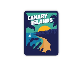 Canary Islands Sticker, Waterproof Travel Sticker For Luggage, Laptop Stickers, Water Bottle Stickers, Fun Travel Stickers