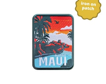 Maui Hawaii Iron On Embroidered Patch, Travel Patches