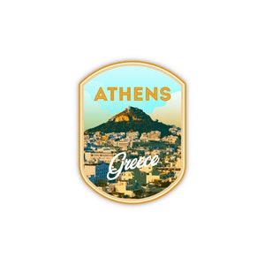 Athens Greece Sticker | City & Travel Stickers | Travel Gifts For Women | Presents for Travelers | Small Stickers For Laptop, Water Bottle