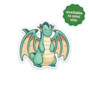 Green Dragon Sticker | Cute Mythical Creature | Waterproof, Vinyl and Dishwasher Safe | Laptop, Water bottle, Planner, Tumbler Sticker