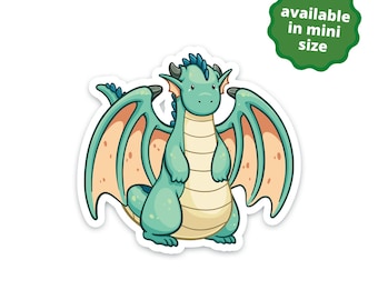 Green Dragon Sticker | Cute Mythical Creature | Waterproof, Vinyl and Dishwasher Safe | Laptop, Water bottle, Planner, Tumbler Sticker