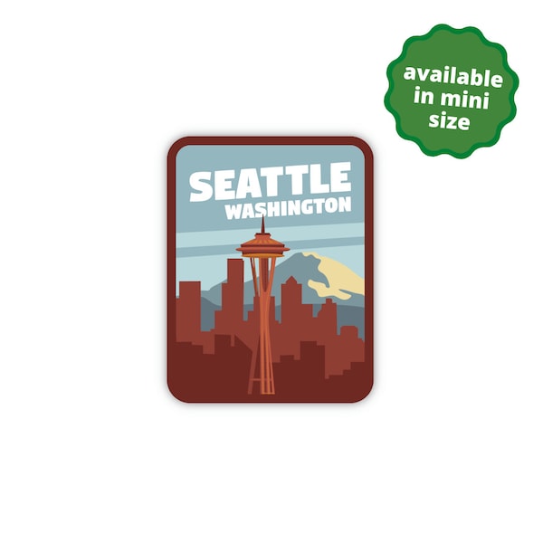 Seattle Washington Sticker, Waterproof Travel Stickers For Luggage, Cute Travel Stickers For Laptop, Water Bottle, Gift Idea For Traveler