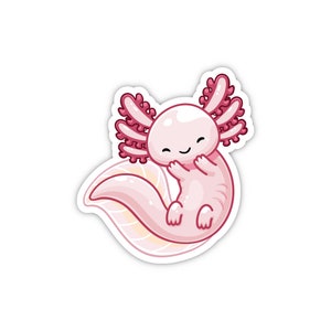 Axolotl Sticker | Cute Cartoon Pet Animal Stickers For Boys, Girls, Kids, Students | Waterproof, Vinyl and Dishwasher Safe | Water bottle