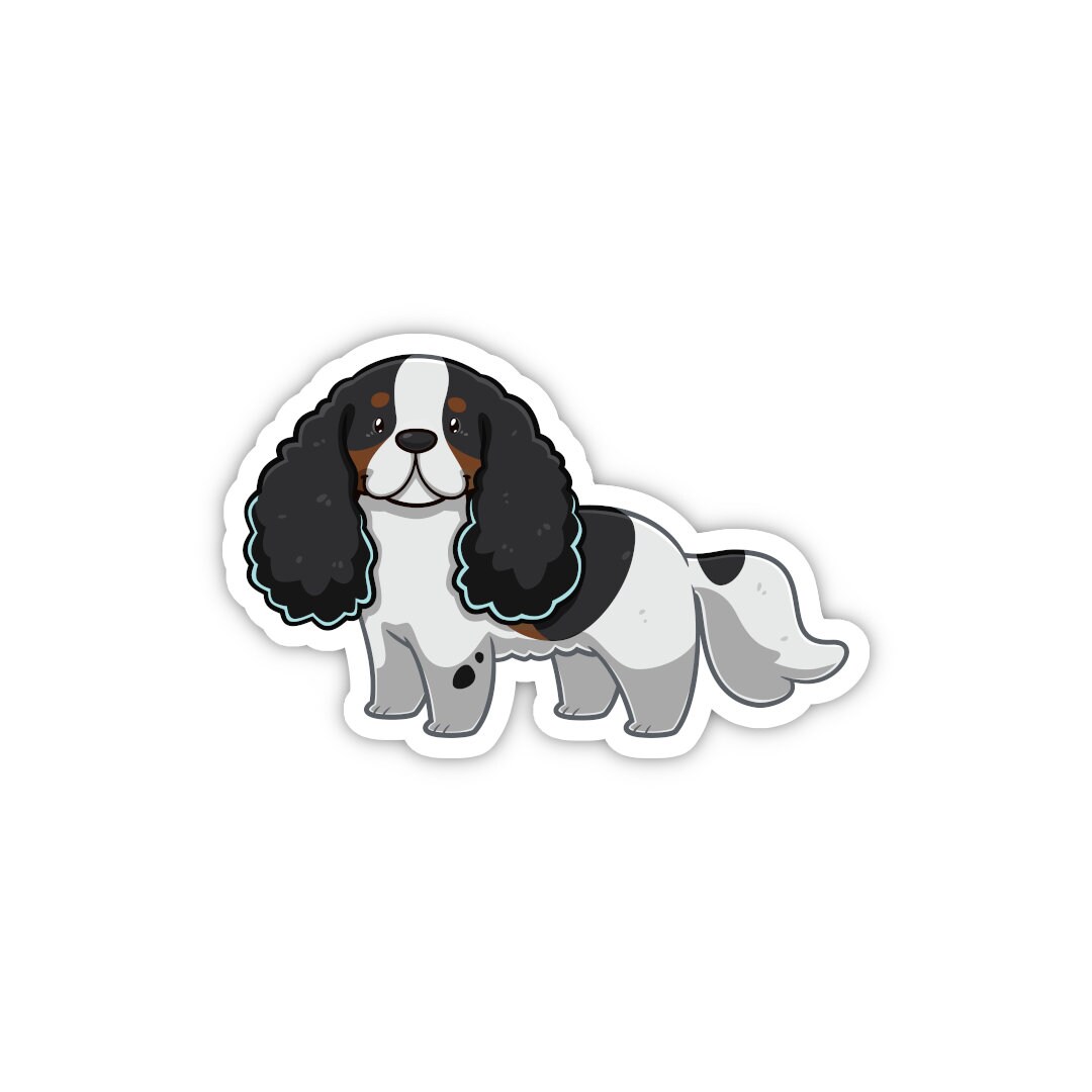 Tri-colored Cavalier King Charles Spaniel Sticker | Fun Cute Dog ...