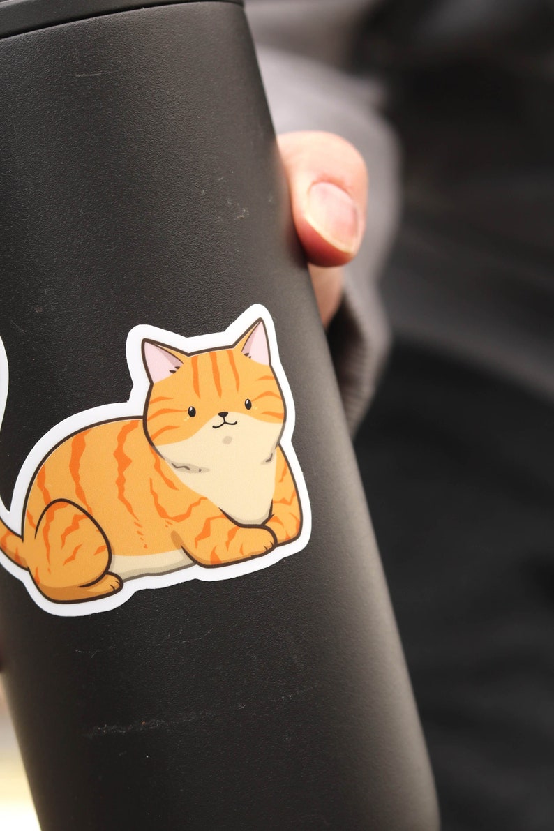 Orange Tabby Cat Sticker | Cute Cartoon Pet Animal Kitten | Waterproof ...