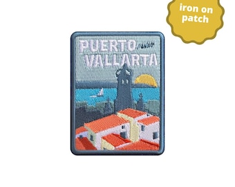 Puerto Vallarta Mexico Iron On Embroidered Patch, Travel Patches