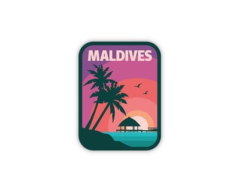 Maldives Sticker | City & Travel Stickers | Waterproof, Vinyl and Dishwasher Safe | Laptop, Water bottle, Luggage, Tumbler
