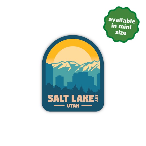 Salt Lake City Utah Sticker, Fun Travel Laptop Sticker, Cute Waterproof Water Bottle Sticker, Dishwasher Safe Vinyl Sticker, US State Decal