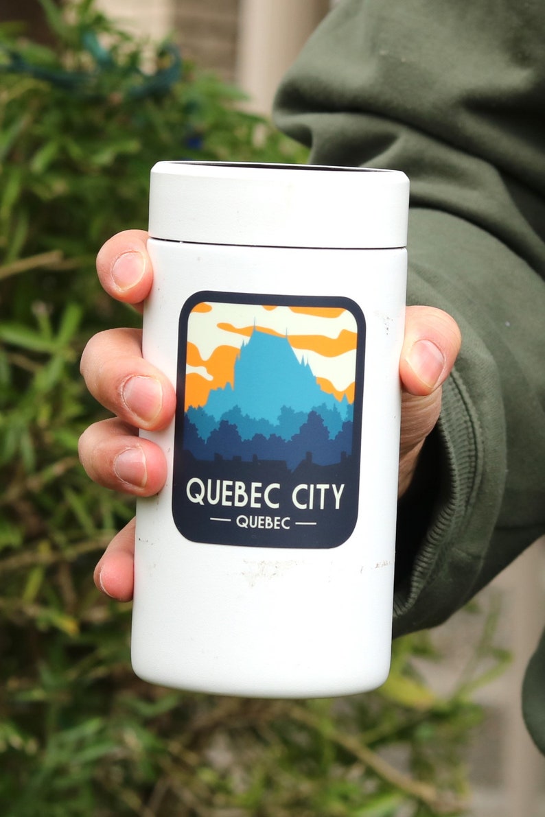 Quebec City Quebec Sticker, Dishwasher Safe Water Bottle Sticker, Cute Travel Laptop Sticker, Waterproof Travel Sticker Canada image 2