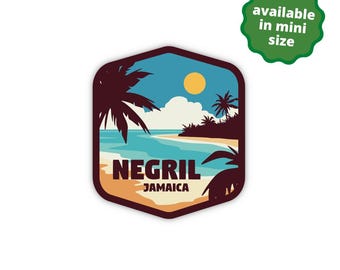 Negril Jamaica Sticker, Travel Laptop Sticker, Vinyl Water Bottle Stickers, Waterproof Luggage Sticker, Vinyl Travel Stickers