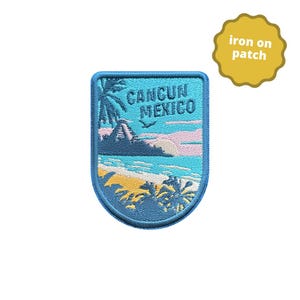 Cancun Mexico Iron On Embroidered Patch, Travel Patches, 100% Embroidered, Perfect for Hats, Jean Jackets, Backpacks