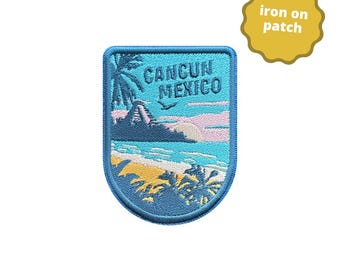 Parche bordado de Cancún, México: aplique termoadhesivo de recuerdo de viaje
