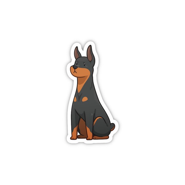 Doberman Sticker | Cute Dog Sticker | Waterproof, Vinyl and Dishwasher Safe | Laptop, Water bottle, Planner, Tumbler | Kids Party Favors