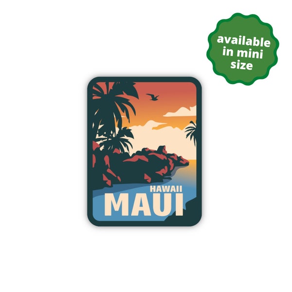Maui Hawaii Sticker | City & Travel Stickers | Waterproof, Vinyl and Dishwasher Safe | Laptop, Water bottle, Luggage, Suitcase