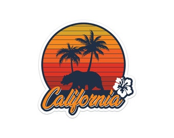 California Sticker, Dishwasher Safe Travel Stickers, Retro Californa Water Bottle Sticker, Fun Laptop Sticker For Guys, Waterproof Sticker